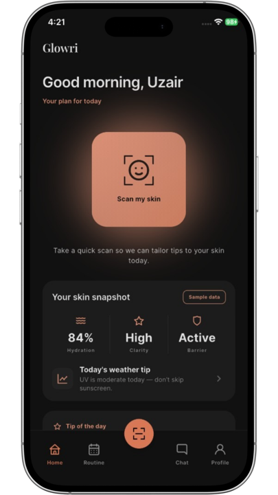 Glowri app screenshot