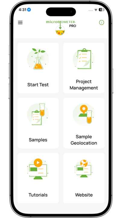 microBIOMETER® Pro app screenshot