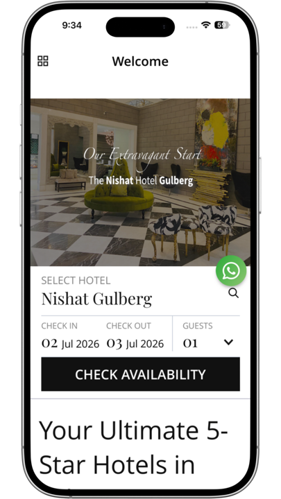 The Nishat Hotel app screenshot