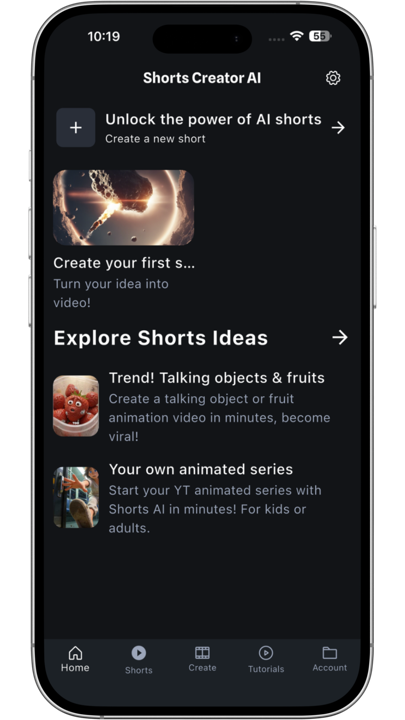 Shorts AI App app screenshot